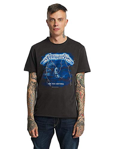 Amplified Herren Metallica-Ride The Lightning T-Shirt, Grau (Charcoal Cc), L von Amplified