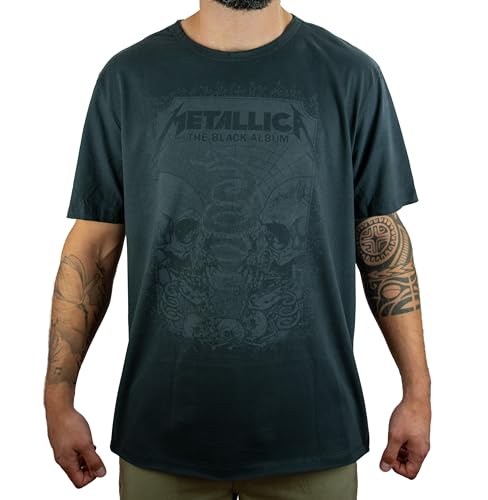 Amplified Herren Metallica-The Black Album T-Shirt, Grau (Charcoal Cc), XXL von Amplified