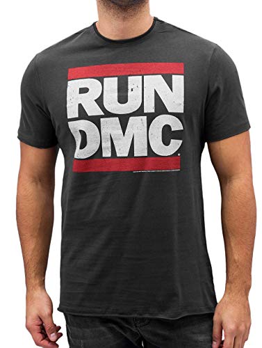 Amplified Herren Run DMC Logo T-Shirt, Grau (Charcoal), (Herstellergröße: Small) von Amplified