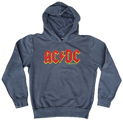 Amplified Herren Sweatshirt Hoodie Sweater Grau Official AC/DC ACDC Logo Rock Star Vintage L 52/54 von Amplified