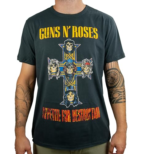 Amplified Damen T-Shirt Guns N Roses-Appetite for Destruction, Grau (Charcoal Cc), S von Amplified