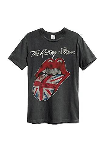 Amplified Herren T-Shirt Rolling Stones UK Tongue, Grau (Charcoal), M von Amplified