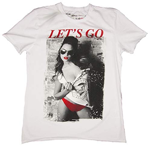 Amplified Herren T-Shirt Weiss Pin Ups Hey Ho Let's Go You Cover Girl XXL 58 von Amplified