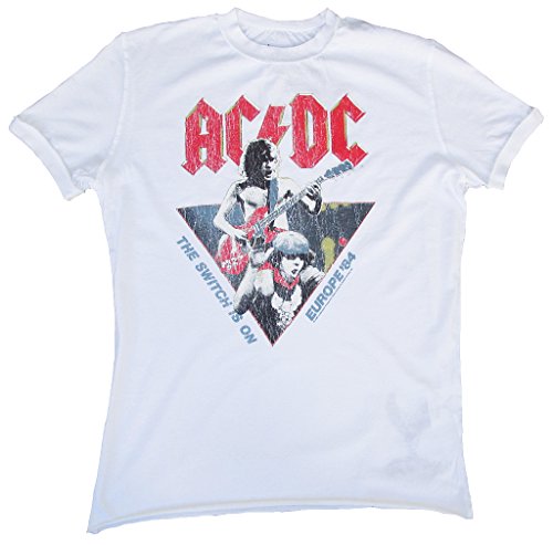 Amplified Herren T-Shirt Weiss White Official AC DC ACDC Europe 84 The Switch is One 1984 Tour Vintage XL 54 von Amplified