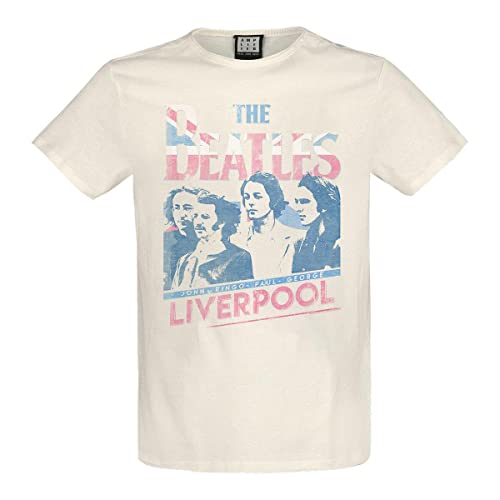 Amplified Liverpool 2nd Edition T-Shirt The Beatles Erwachsene Unisex (XL) (Vintage Weiß), Weiß D Epoche von Amplified