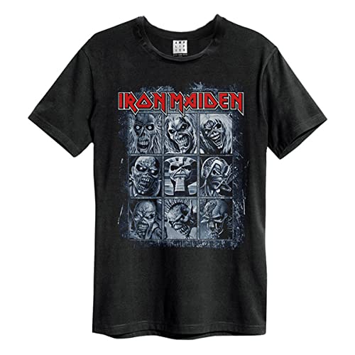 Amplified Offizielles Iron Maiden 9 Eddies T-Shirt für Herren, Schwarz XL – Brust 42-44 Zoll (106.5-111.5 cm) Schwarz von Amplified