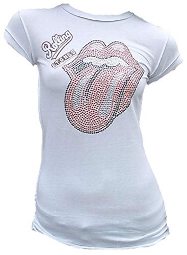 Amplified Rolling Stones Damen Classic Diamante WeiB T Shirt Grš§e S von Amplified