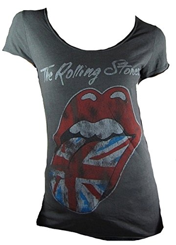 Amplified The Rolling Stones Damen UK Tongue Holzkohle T Shirt Größe L von Amplified