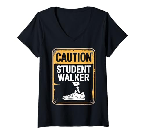 Damen Amputierte Vorsicht Student Walker T-Shirt mit V-Ausschnitt Damen Amputierte Vorsicht Student Walker T-Shirt mit V-Ausschnitt von Amputee Prosthetic Handicapped Amputation