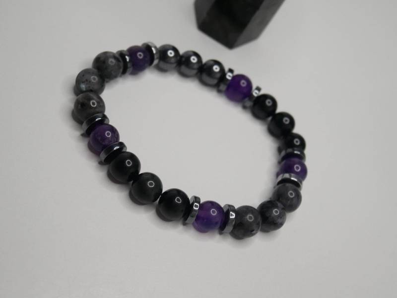 Umarme Intuition Und Transformation - Kristallarmband Mit Amethyst, Obsidian, Schwarzer Turmalin, Labradorit Hämatit von AmritaArtworks