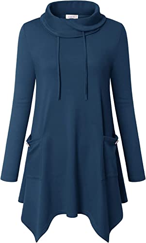 Amrto Tunika Damen Pullover für Damen Freizeit Langarmshirts Damen Bluse Turtleneck Damen Tunika mit Asymmetrische Saum Lange Hemd Loose Fit Oversize Pullover Tunika mit Taschen, Dunkler Blau XXL Amrto Tunika Damen Pullover für Damen Freizeit Langarmshirts Damen Bluse Turtleneck Damen Tunika mit Asymmetrische Saum Lange Hemd Loose Fit Oversize Pullover Tunika mit Taschen, Dunkler Blau XXL von Amrto