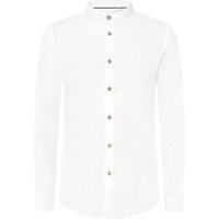 Amsel Baumwoll/Leinen Trachtenhemd mit Stehkragen, Slim Fit in S von Amsel