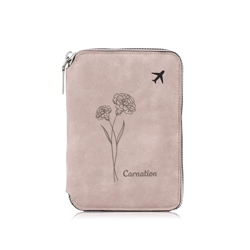 Amsgedhie Reisepassetui : Reisepass Organizer - Passport Wallet Personalisiert mit Name - Reise Essential Bag - Dokument Organizer Tasche - Reisegeschenke für Paare (Rosa - 2) von Amsgedhie