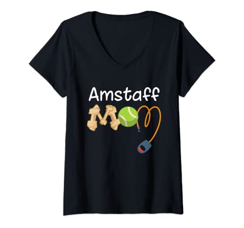 Damen Amstaff Hunde-T-Shirt T-Shirt mit V-Ausschnitt von Amstaff Dog Shirts