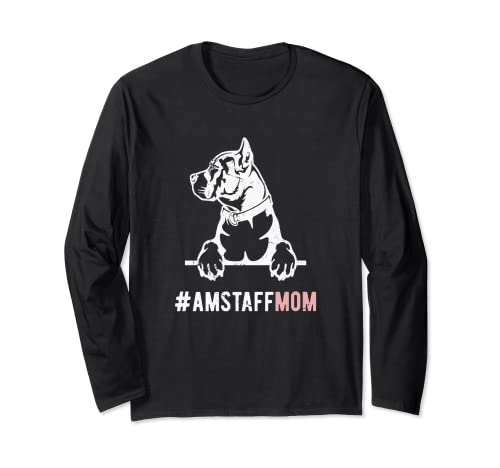 Amstaff Mama Geschenk für Frauen American Staffordshire Terrier Langarmshirt von Amstaff Mom Gift For Women