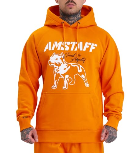 Amstaff Herren Logo 2.0 Hoodie | Baumwolle, Kapuze, Reißverschluss | Lockere Passform | Atmungsaktiv | Orange M von Amstaff
