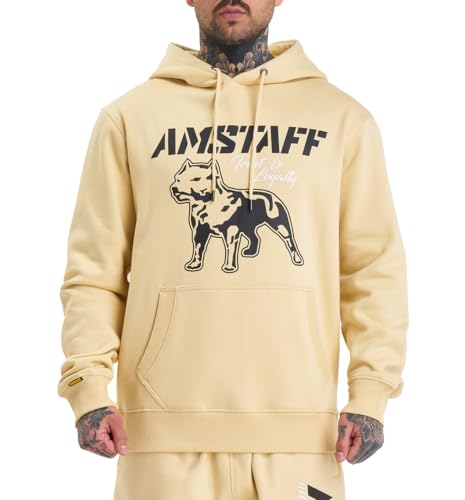 Amstaff Herren Logo 2.0 Hoodie | Baumwolle, Kapuze, Reißverschluss | Lockere Passform | Atmungsaktiv | Vanilla Cream M von Amstaff