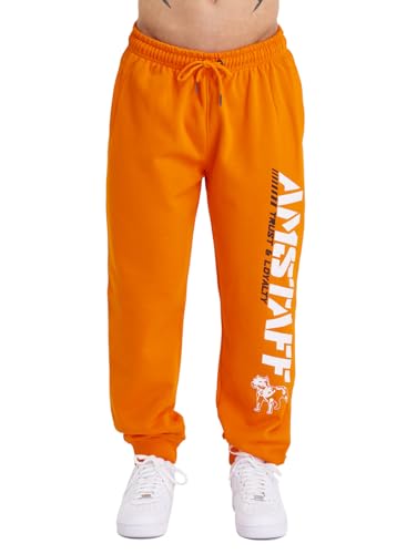 Amstaff Herren Logo 2.0 Jogginghose | Sweatpants aus Baumwolle & Polyester | Reguläre Passform | Atmungsaktiv | XXL, Orange von Amstaff
