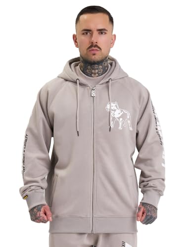 Amstaff Herren Logo 2.0 Zip-Hoodie | Baumwolle, Kapuze, Reißverschluss | Lockere Passform | Atmungsaktiv | XL, Beige von Amstaff
