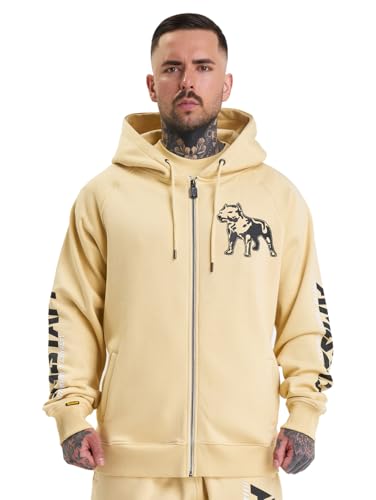 Amstaff Herren Logo 2.0 Zip-Hoodie | Baumwolle, Kapuze, Reißverschluss | Lockere Passform | Atmungsaktiv | XL, Cremefarben von Amstaff