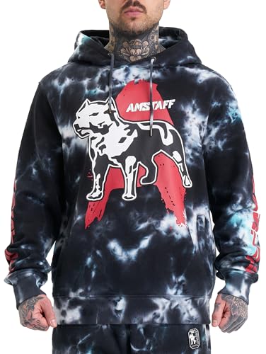 Amstaff Herren Tempest Hoodie Kapuzenpullover Schwarz Weiß L von Amstaff
