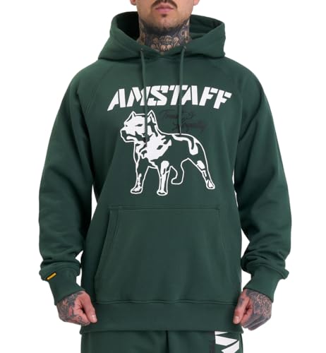 Amstaff Herren Logo 2.0 Hoodie | Baumwolle, Kapuze, Reißverschluss | Lockere Passform | Atmungsaktiv | Grün M von Amstaff