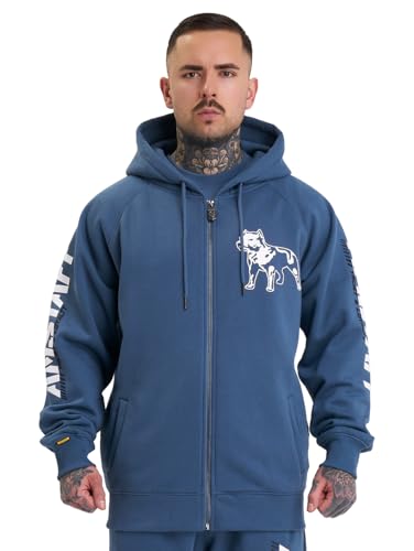 Amstaff Herren Logo 2.0 Zip-Hoodie | Baumwolle, Kapuze, Reißverschluss | Lockere Passform | Atmungsaktiv | M, Blau von Amstaff