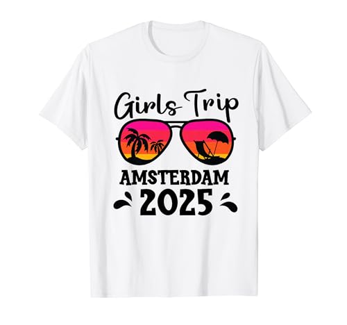 Gruppenwochenendparty für Mädels Trip 2025 nach Amsterdam T-Shirt Gruppenwochenendparty für Mädels Trip 2025 nach Amsterdam T-Shirt von Amsterdam Girls Trip Bachelorette Party Apparel