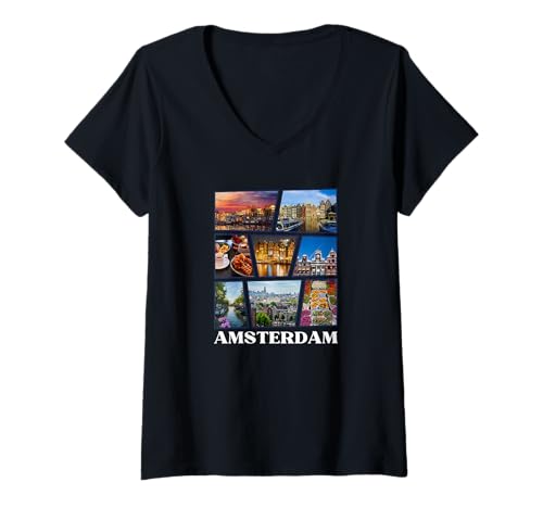 Damen Amsterdam - Niederlande/Holland - Amsterdam T-Shirt mit V-Ausschnitt Damen Amsterdam - Niederlande/Holland - Amsterdam T-Shirt mit V-Ausschnitt von Amsterdam Souvenirs Store
