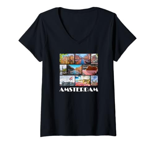 Damen Amsterdam - Niederlande/Holland - Amsterdam T-Shirt mit V-Ausschnitt Damen Amsterdam - Niederlande/Holland - Amsterdam T-Shirt mit V-Ausschnitt von Amsterdam Souvenirs Store
