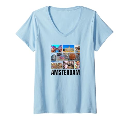 Damen Amsterdam - Niederlande/Holland - Amsterdam T-Shirt mit V-Ausschnitt Damen Amsterdam - Niederlande/Holland - Amsterdam T-Shirt mit V-Ausschnitt von Amsterdam Souvenirs Store