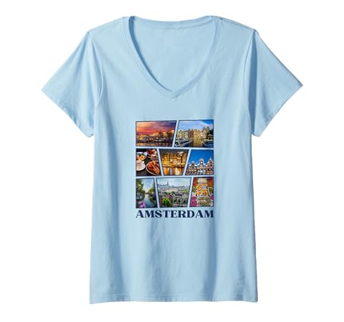 Damen Amsterdam - Niederlande/Holland - Amsterdam T-Shirt mit V-Ausschnitt Damen Amsterdam - Niederlande/Holland - Amsterdam T-Shirt mit V-Ausschnitt von Amsterdam Souvenirs Store