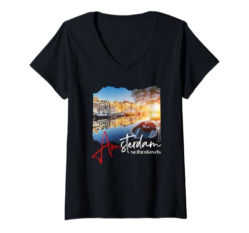 Damen Amsterdam - Niederlande / Holland - Amsterdam T-Shirt mit V-Ausschnitt Damen Amsterdam - Niederlande / Holland - Amsterdam T-Shirt mit V-Ausschnitt von Amsterdam Souvenirs Store