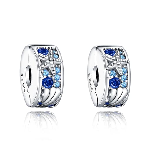 Amuefer 2 Stück Starfish Clips Charms für Armbänder 925 Sterling Silber mit Cubic Zirkonia Anhänger für Halsketten Geburtstag Weihnachten Schmuck Geschenke für Frauen Mädchen von Amuefer