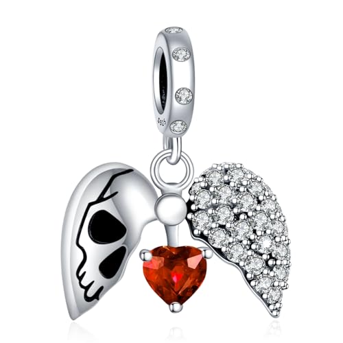 Amuefer 925 Silber Charms Halloween Liebe Schädel Anhänger für Damen Armband Halskette, Feiertag Familie Freunde Geschenk Amuefer 925 Silber Charms Halloween Liebe Schädel Anhänger für Damen Armband Halskette, Feiertag Familie Freunde Geschenk von Amuefer