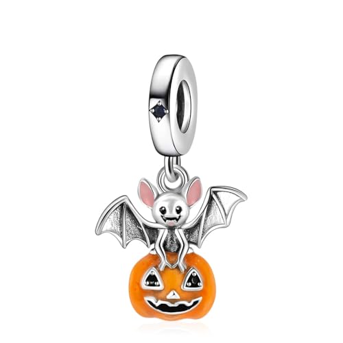 Amuefer 925 Silber Kürbis Fledermaus Charms Halloween Anhänger für Damen Armband Halskette, Feiertag Familie Freunde Geschenk Amuefer 925 Silber Kürbis Fledermaus Charms Halloween Anhänger für Damen Armband Halskette, Feiertag Familie Freunde Geschenk von Amuefer