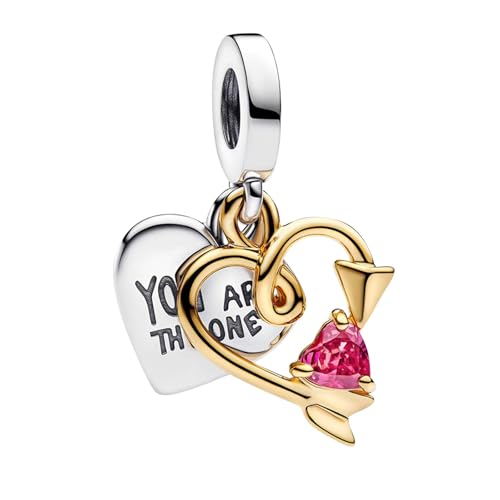 Amuefer Anhänger Liebespfeil Charms für Armbänder 925 Sterling Silber mit Cubic Zirkonia Anhänger für Halsketten Geburtstag Weihnachten Schmuck Geschenke für Frauen von Amuefer