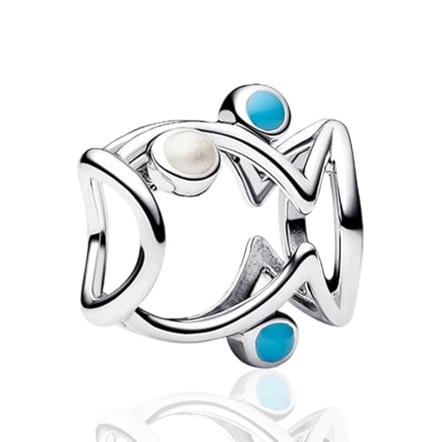 Amuefer Blaue Fisch String Perlen Charme 925 Silber Damen Armband Halskette Charme String Perlen, Meerestier Anhänger kompatible Halskette Amuefer Blaue Fisch String Perlen Charme 925 Silber Damen Armband Halskette Charme String Perlen, Meerestier Anhänger kompatible Halskette von Amuefer