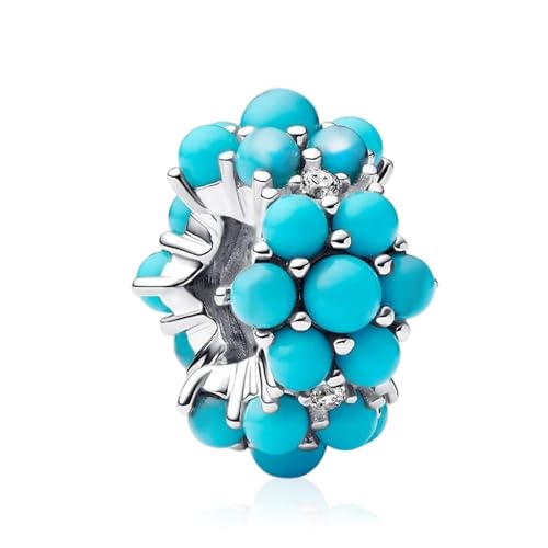 Amuefer Blaue Meer Interval Perlen Charms 925 Silber Damen Armband Halskette Charms String Perlen, Meerestier Anhänger kompatible Halskette von Amuefer