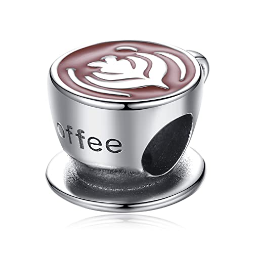 Amuefer Cup of Coffee Charms für Armbänder 925 Sterling Silber Bead Charms Geschenk für Frauen Mädchen Armband Halsketten von Amuefer