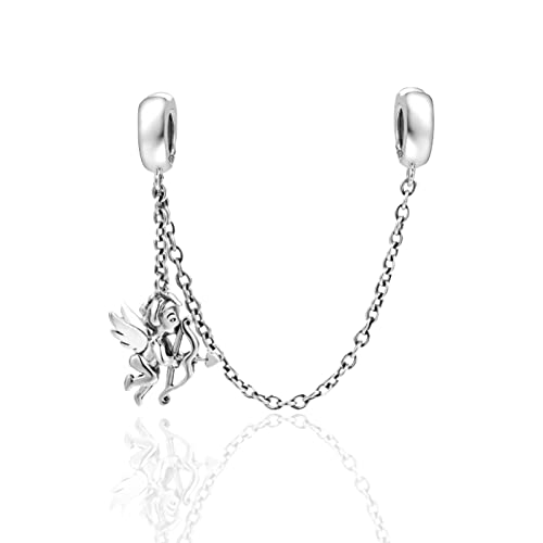 Amuefer Cupid Chain Safety Chains Charms für Armbänder 925 Sterling Silber mit Cubic Zirkonia Anhänger für Halsketten Geburtstag Weihnachten Schmuck Geschenke für Frauen von Amuefer