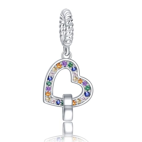 Amuefer Doppeltes Herz Charms für Armbänder Dangle Anhänger 925 Sterling Silber Anhänger für Valentinstag Halsketten Schmuck Geschenke für Frauen von Amuefer