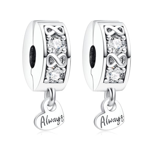 Amuefer Family Always Pavé Clip Charms für Armbänder 925 Sterling Silber mit Cubic Zirkonia Stopper Geburtstag Weihnachten Schmuck Geschenke für Frauen Mädchen-2 Stücke Amuefer Family Always Pavé Clip Charms für Armbänder 925 Sterling Silber mit Cubic Zirkonia Stopper Geburtstag Weihnachten Schmuck Geschenke für Frauen Mädchen-2 Stücke von Amuefer