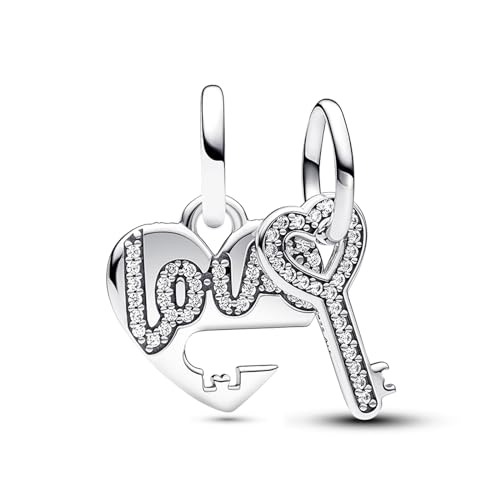 Amuefer Getrenntes Herz & Schlüssel Liebe Charms für Armbänder Dangle Anhänger 925 Sterling Silber Anhänger für Valentinstag Halsketten Schmuck Geschenke für Frauen von Amuefer