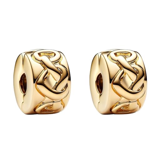 Amuefer Gold Knotted Heart Clip Charms für Armbänder 925 Sterling Silber mit Cubic Zirkonia Spacer Geburtstag Weihnachten Schmuck Geschenke für Frauen Mädchen-2 Stücke Amuefer Gold Knotted Heart Clip Charms für Armbänder 925 Sterling Silber mit Cubic Zirkonia Spacer Geburtstag Weihnachten Schmuck Geschenke für Frauen Mädchen-2 Stücke von Amuefer