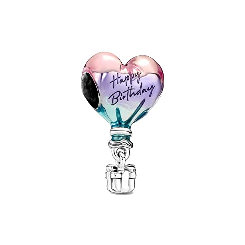 Amuefer Happy Birthday Hot Balloon Charms für Armbänder Dangle 925 Sterling Silber Anhänger Schmuck Geschenk für Frauen Mädchen Armband Halsketten von Amuefer