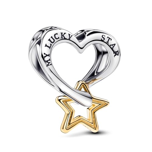 Amuefer Lucky Star and Heart Charms für Armbänder 925 Sterling Silber mit Cubic Zirkonia Anhänger für Halloween Halsketten Geburtstag Weihnachten Schmuck Geschenke für Frauen Mädchen von Amuefer