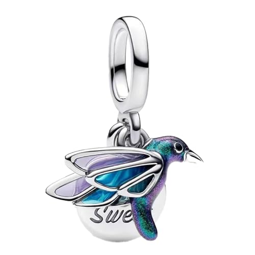 Amuefer Mehrfarbige fliegende Vögel Charms für Armbänder 925 Sterling Silber mit Cubic Zirkonia Anhänger für Halsketten Geburtstag Weihnachten Schmuck Geschenke für Frauen von Amuefer