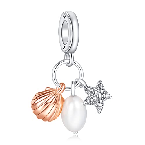 Amuefer Pearl Starfish Shell Charms 925 Sterling Silber Ozean baumeln Anhänger für Frauen Armbänder Halsketten Amuefer Pearl Starfish Shell Charms 925 Sterling Silber Ozean baumeln Anhänger für Frauen Armbänder Halsketten von Amuefer