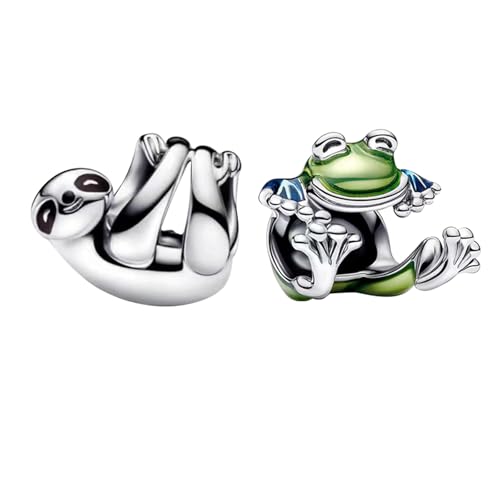 Amuefer Rainforest Friends Charms für Armbänder 925 Sterling Silber mit Cubic Zirkonia Anhänger für Halsketten Geburtstag Weihnachten Schmuck Geschenke für Frauen von Amuefer